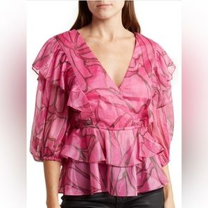 Metallic floral blouse